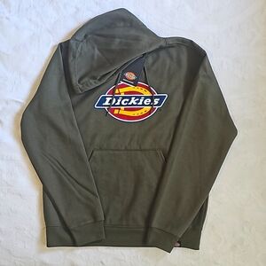 Dickies Hoodie Sweatshirt Men's Medium Tri-Color Logo Fleece Military Green